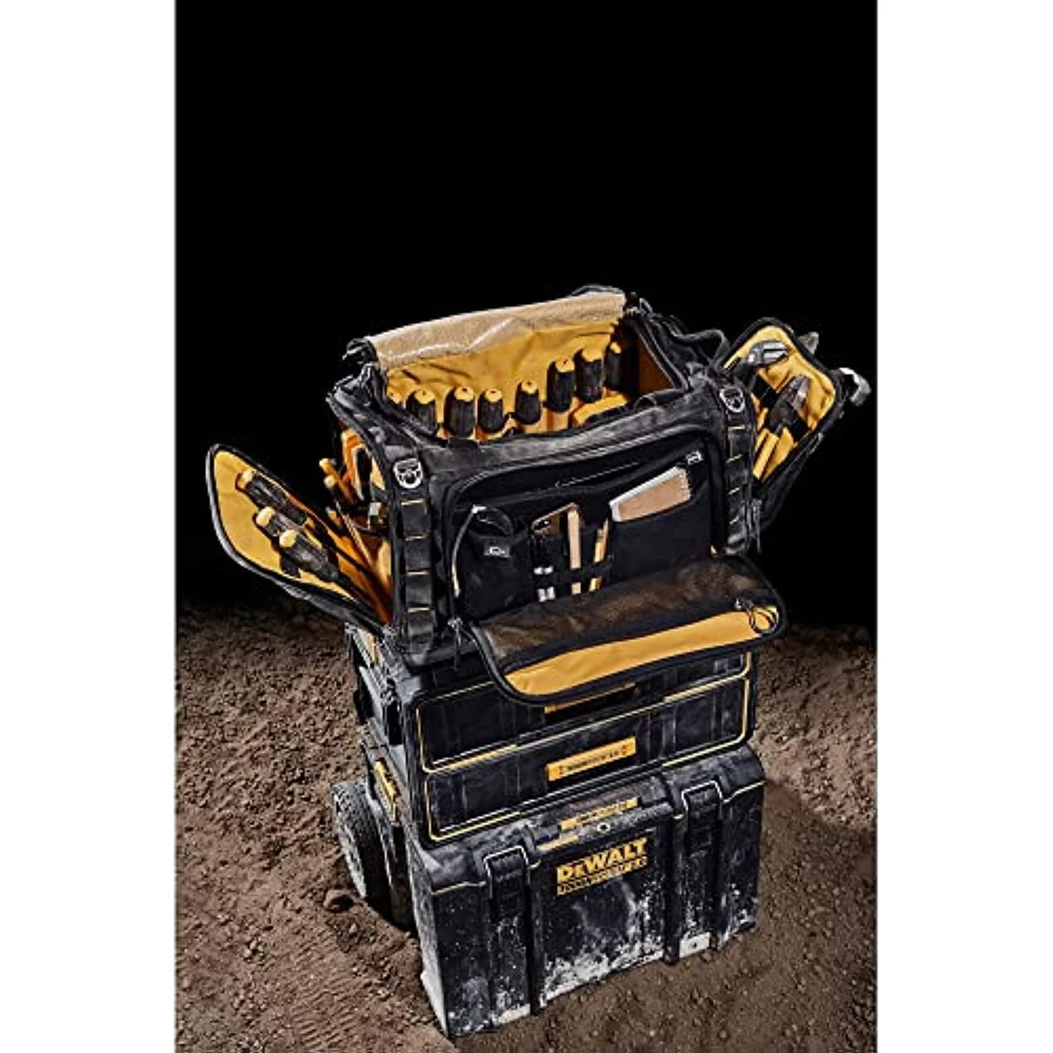 DeWalt ToughSystem 2.0 15 in. W X 13.13 in. H Ballistic Nylon Tool Bag 50 pocket Black/Yellow 1 pc