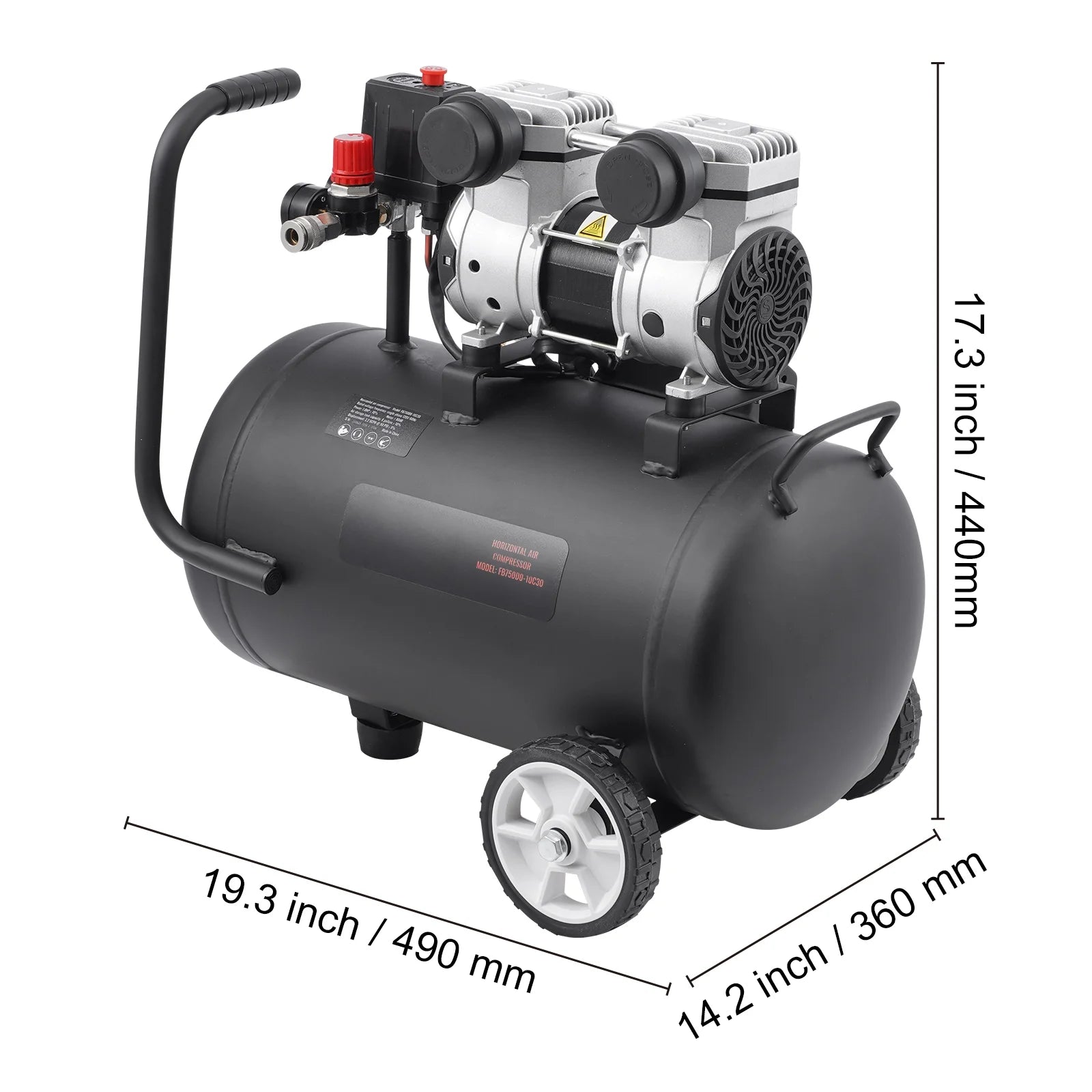 KFFKFF Air Compressor, 8 Gallon Tank, 1HP 2.2 CFM@90 PSI, Oil-Free, Max 120PSI, 80dB Quiet, Portable for Car Maintenance, Tire Filling, Painting