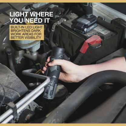 Klutch 3/8in. Ratchet Wrench Kit, 12V, Cordless, Lightweight, Ergonomic, 2.0Ah