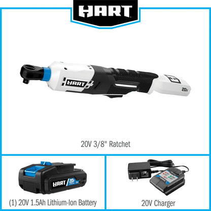 HART 20-Volt 3/8-inch Battery-Powered Ratchet Kit, (1) 1.5Ah Lithium-Ion Battery