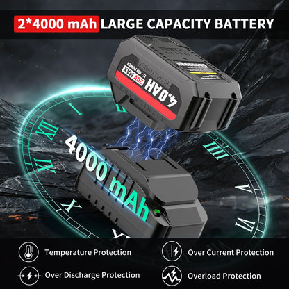 Cordless Impact Wrench, 1/2" Impact Gun, Max Torque 440 Ft-lbs (600 N.m) Heavy Duty Cordless Impact Driver, 3500 RPM Electric Impact Drill, 20V Brushless, 2x4.0Ah Li-ion Battery, 4Pcs Impact Sockets