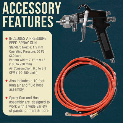 TCP Global Pressure Tank Paint Spray Gun with 1.5 Mm Nozzle 2-1/2 Gal. Pressure Pot & Spray Gun with Hoses