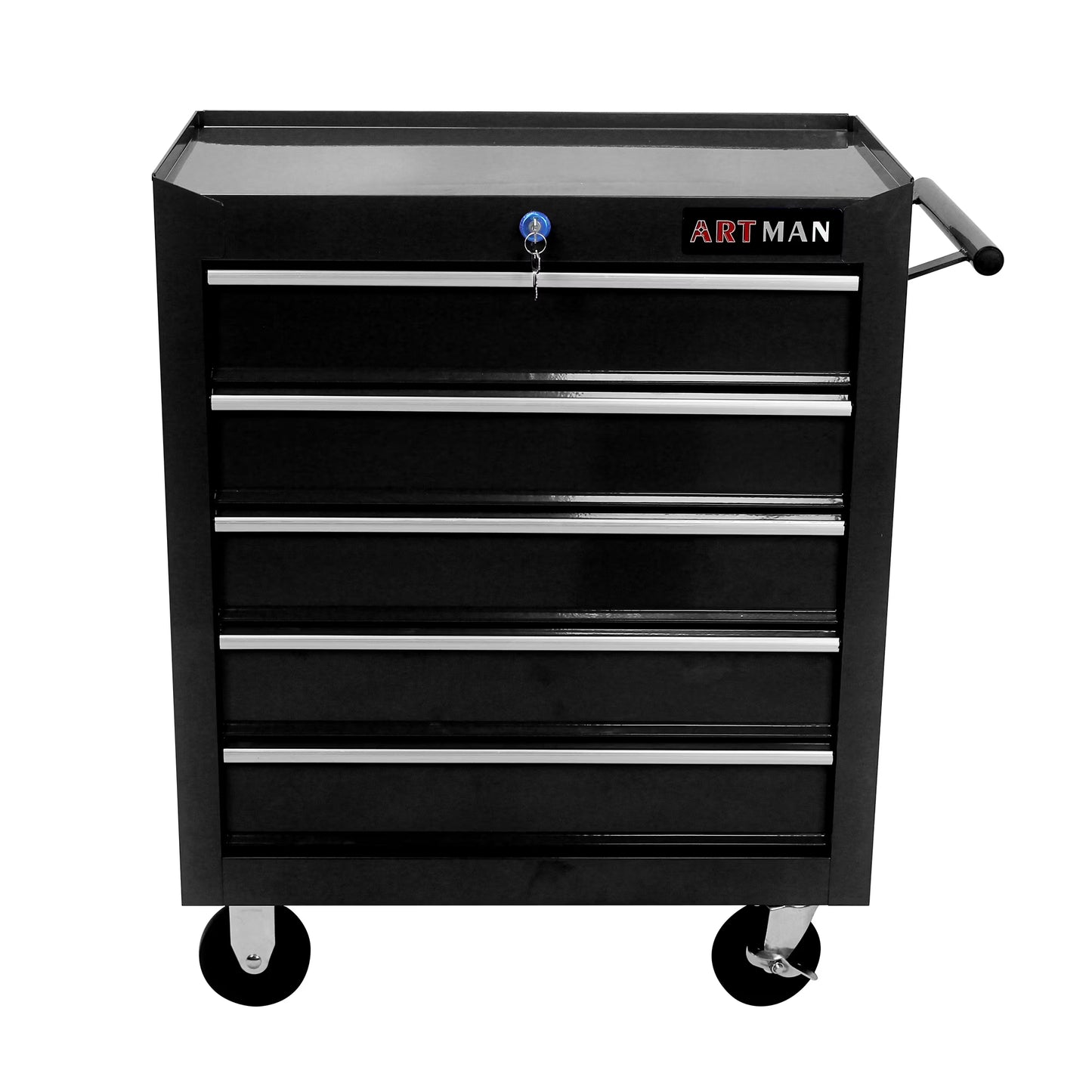 Witaxima 5-Drawer Tool Chest with Wheels & Lock, 24.25x12.99x29.33in Black Metal Tool Storage Cabinet for Garage Workshop, Heavy-Duty Rolling Tool Cart
