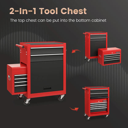 Gymax 6-Drawer Rolling Tool Chest Lockable Tool Box and Storage Cabinet Garage Workshop