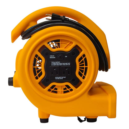 XPOWER P-130A 1/5 HP Multi-Purpose Mini Mighty Air Mover, Utility Fan, Dryer, Blower with Built-in Power Outlets