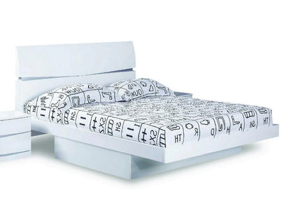 White High Gloss Finish Storage King Size Bed Global United Wynn