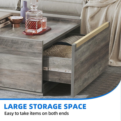 Dextrus Square Coffee Table with Storage, Manhattan Gate Center Table for Living Room, Bedroom, Grey Wash