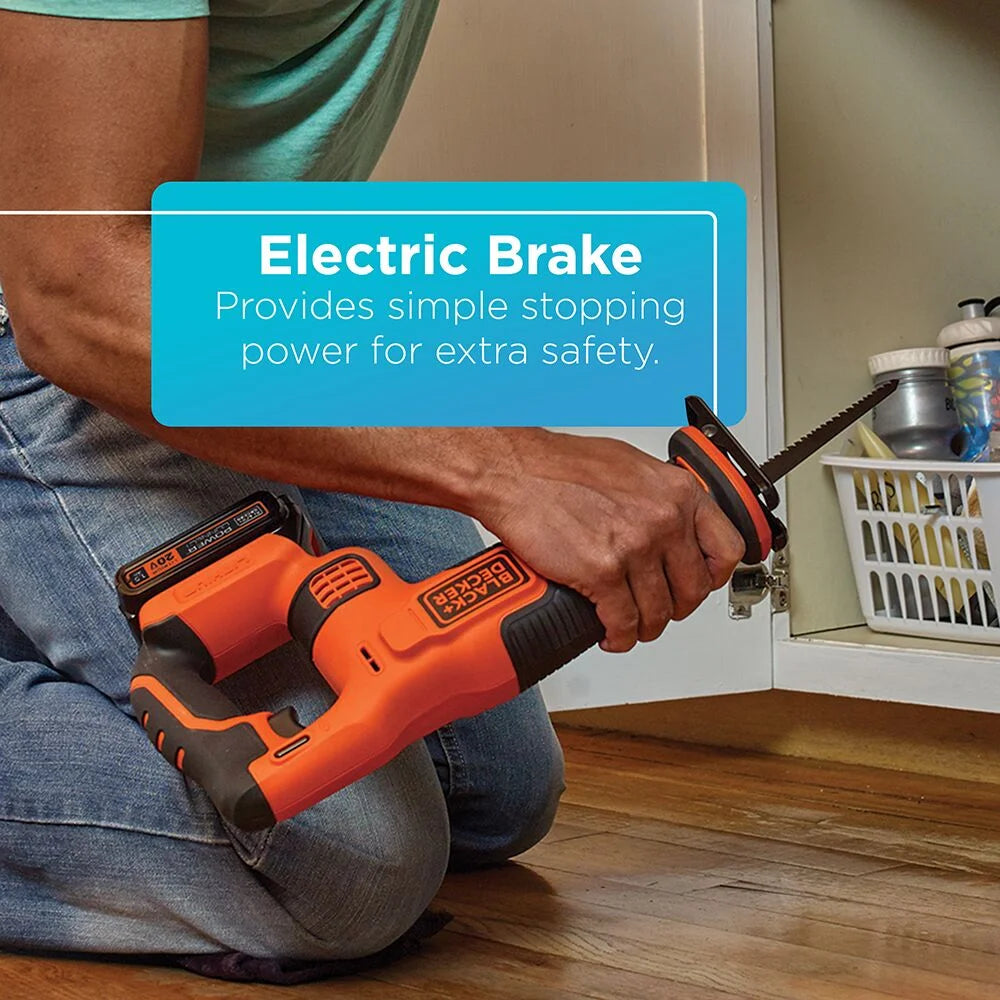 BLACK+DECKER 20V Cordless Reciprocating Saw, 1.5Ah, Battery and Charger Included