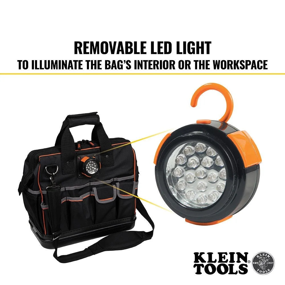 Klein Tools 55431 Black & Orange Tradesman Pro 31 Pocket Lighted Tool Bag