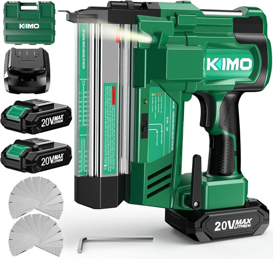 KIMO 18 Gauge Nail Gun Cordless with 20V Battery 2.0Ah X 2, 1000pcs Nails and Staples, 2 Firing Modes, 180 Nails/min, Adjustable Nailing Depth, 2 in 1 Cordless Brad Nailer and Stapler for DIY Project