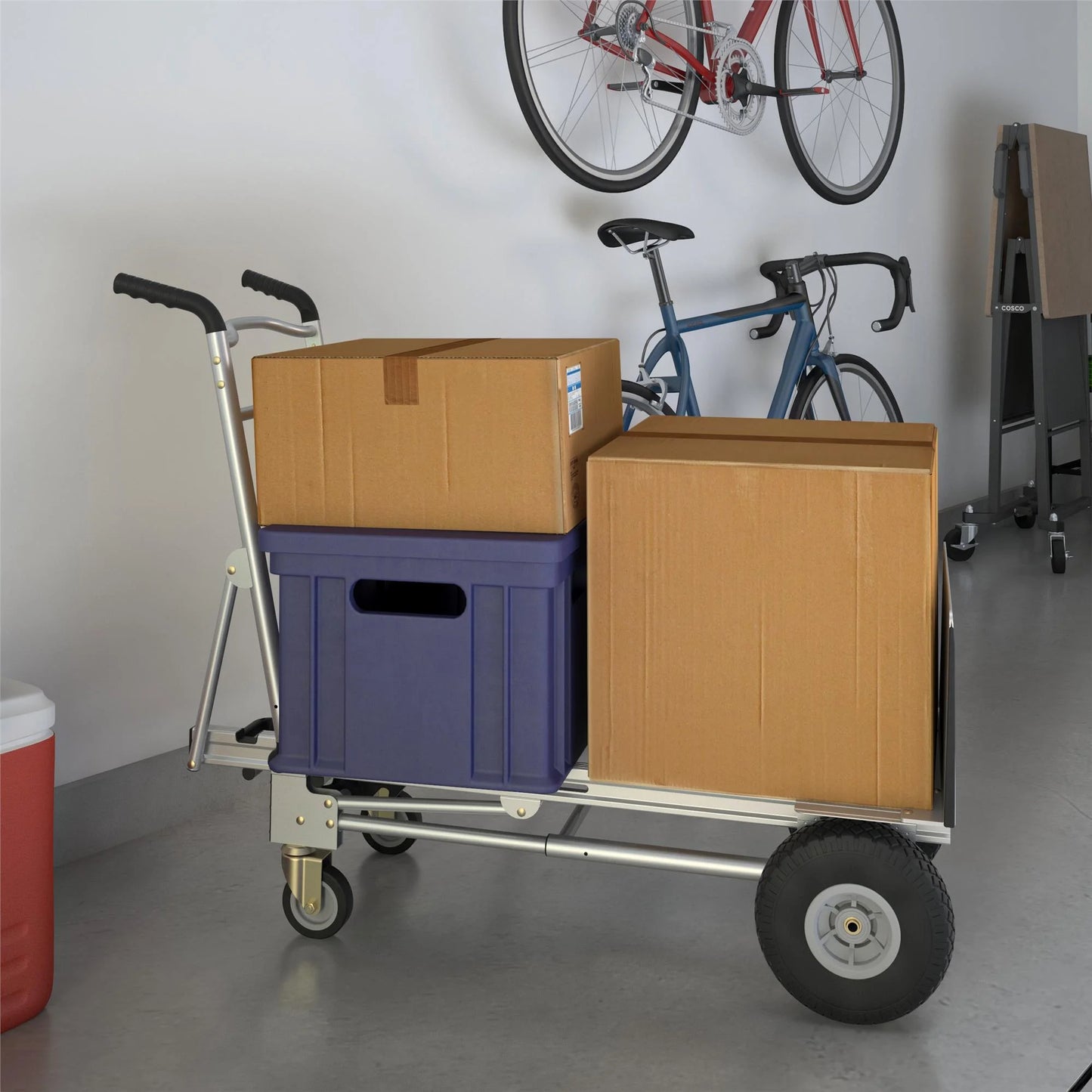 Cosco 3-in-1 Assist Series Aluminum Hand Truck/Assisted Hand Truck/Cart w/flat free wheels, Silver
