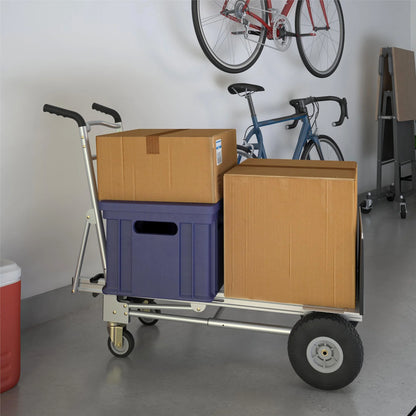 Cosco 3-in-1 Assist Series Aluminum Hand Truck/Assisted Hand Truck/Cart w/flat free wheels, Silver