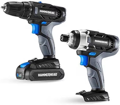 20V Cordless 2-Tool Combo Kit: Drill and Impact Driver with 1.5Ah Battery and Charger - HCC2020