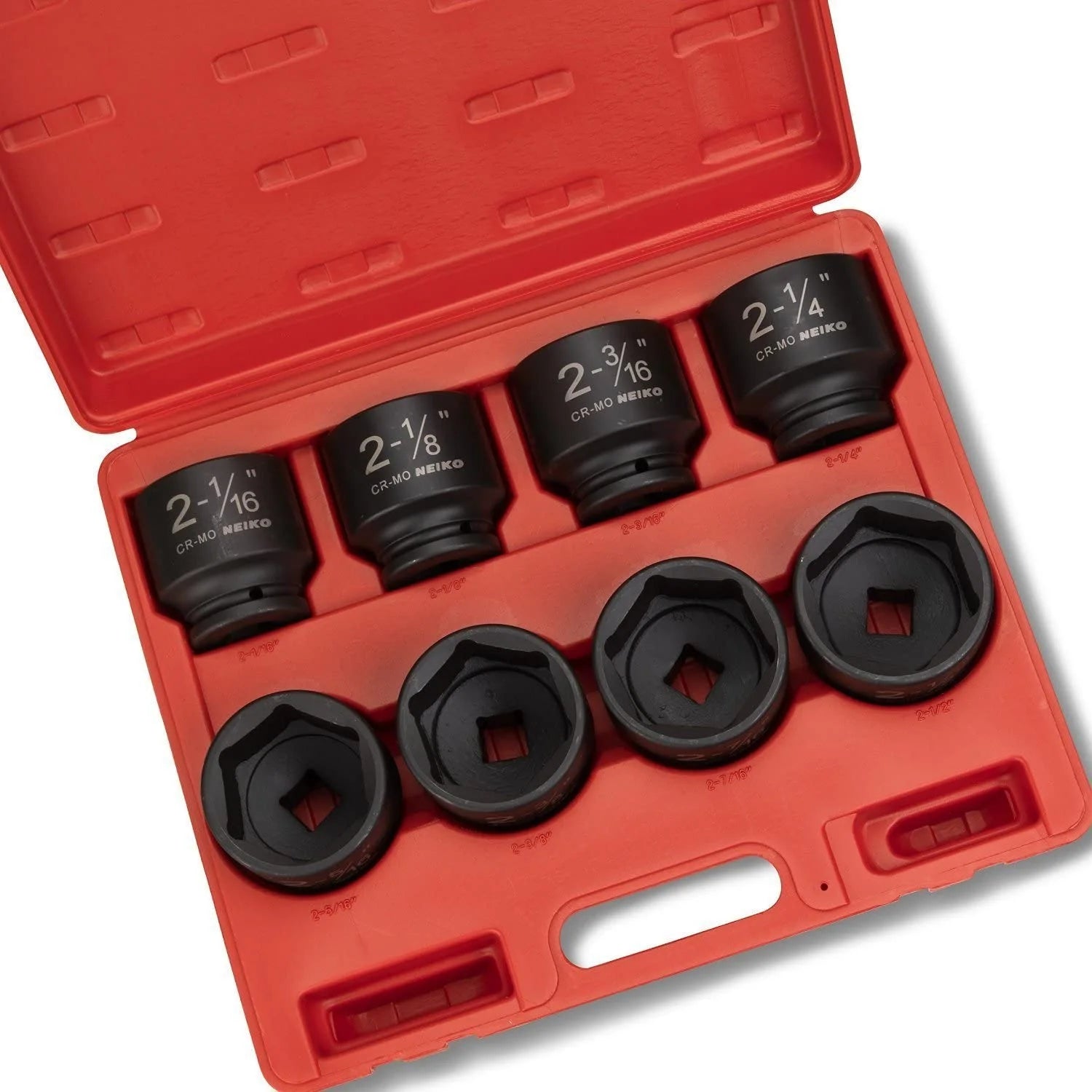 NEIKO 02392A 3/4" Impact Socket Set, 3/4? Drive, 8 PC Jumbo Sockets, SAE Standard Sizes 2-1/16 Inch to 2-1/2 Inch, Chrome-Moly Cr-Mo Steel