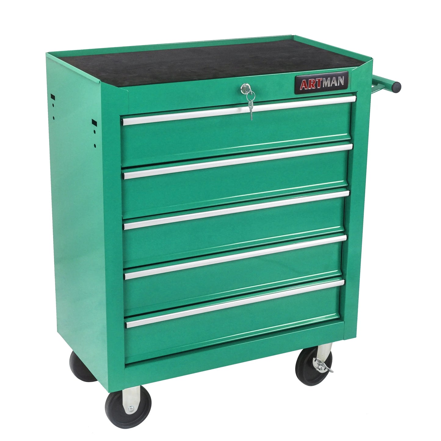 Lisonu 5-Drawer Rolling Tool Chest, Mobile Tool Storage Cabinet with Locking System & Wheels, Heavy-Duty Steel Organizer for Garage and Workshop, Green