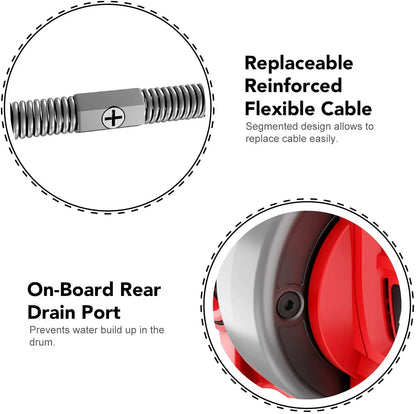 Populo Electric Drain Snake, 25 Plumbing Snake Clog Remover with 2.0AH Battery and Charger