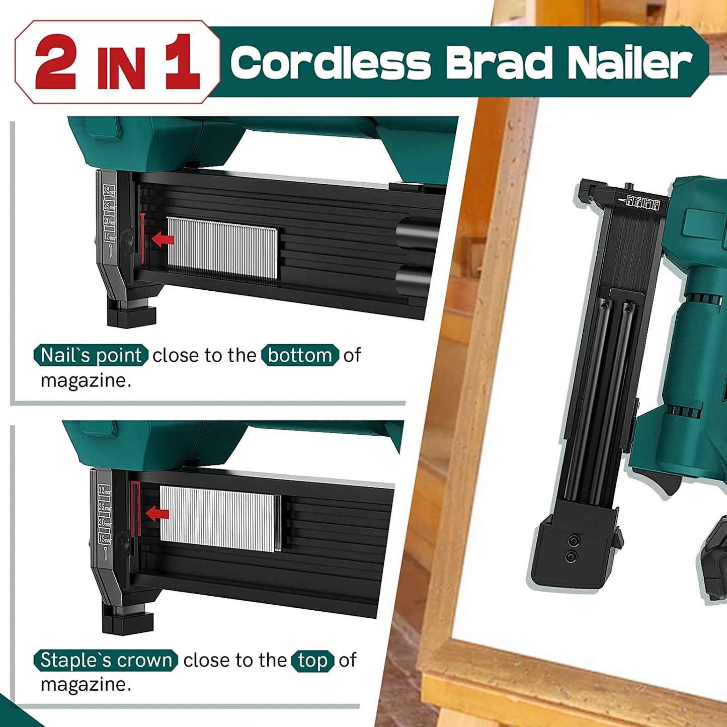 NEU MASTER NTC0023 20 v, Battery Operated 18 Gauge Coil Brad Nailer Nail Gun 2.0Ah