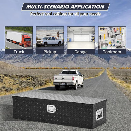 Mescukay 48" Aluminum Truck Tool Box for Pickup Truck Bed RV Toolbox, Heavy Duty Tool Storage Box, Waterproof Storage Organizer Chest with Handle and Lock, 48"x15"x15"