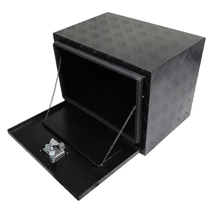findmall 24 Inch Aluminum Diamond Plate Tool Box Trailer Tongue Box Chest Box Pickup Truck ATV Underbody RV Storage Box Organizer With Lock Key, Black