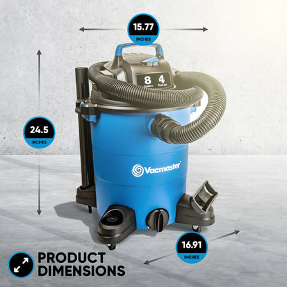 Vacmaster VOC809PF Wet Dry Vacuum, 8 Gallon Portable Lightweight with Powerful Suction for Wet and Dry Messes.