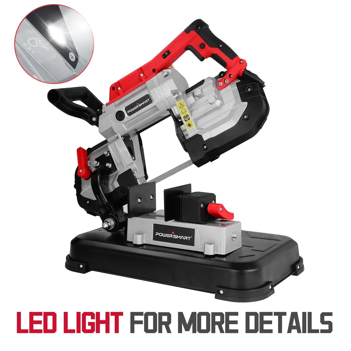 PowerSmart Electric Portable Band Saw Removable Alloy Steel Base 10 Amp Cut Precision Variable Speed