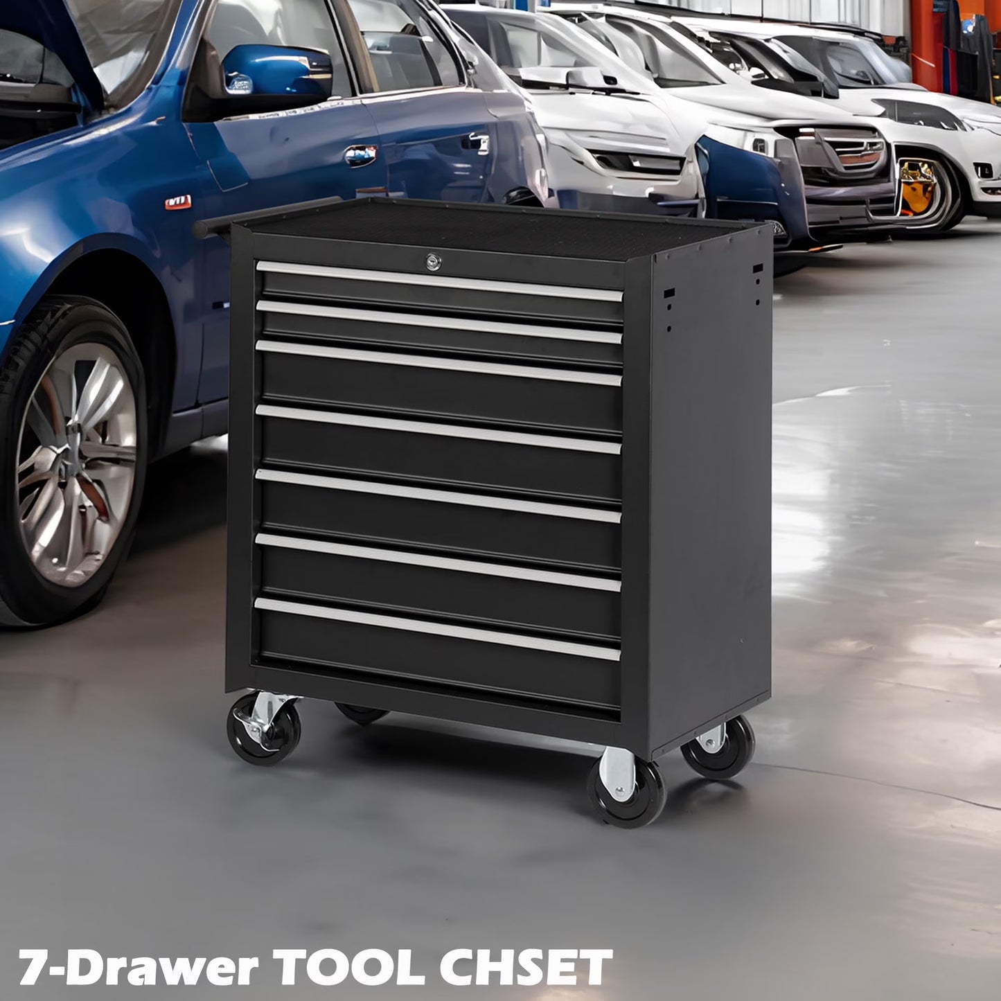 Seizeen Rolling Tool Chest on Wheels, Metal Tool Cart Toolbox Storage Cabinet Organizer W/7 Drawers, Red