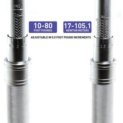 Capri Tools 31201 10-80 Foot Pound Industrial Torque Wrench, 3/8", Matte Chrome