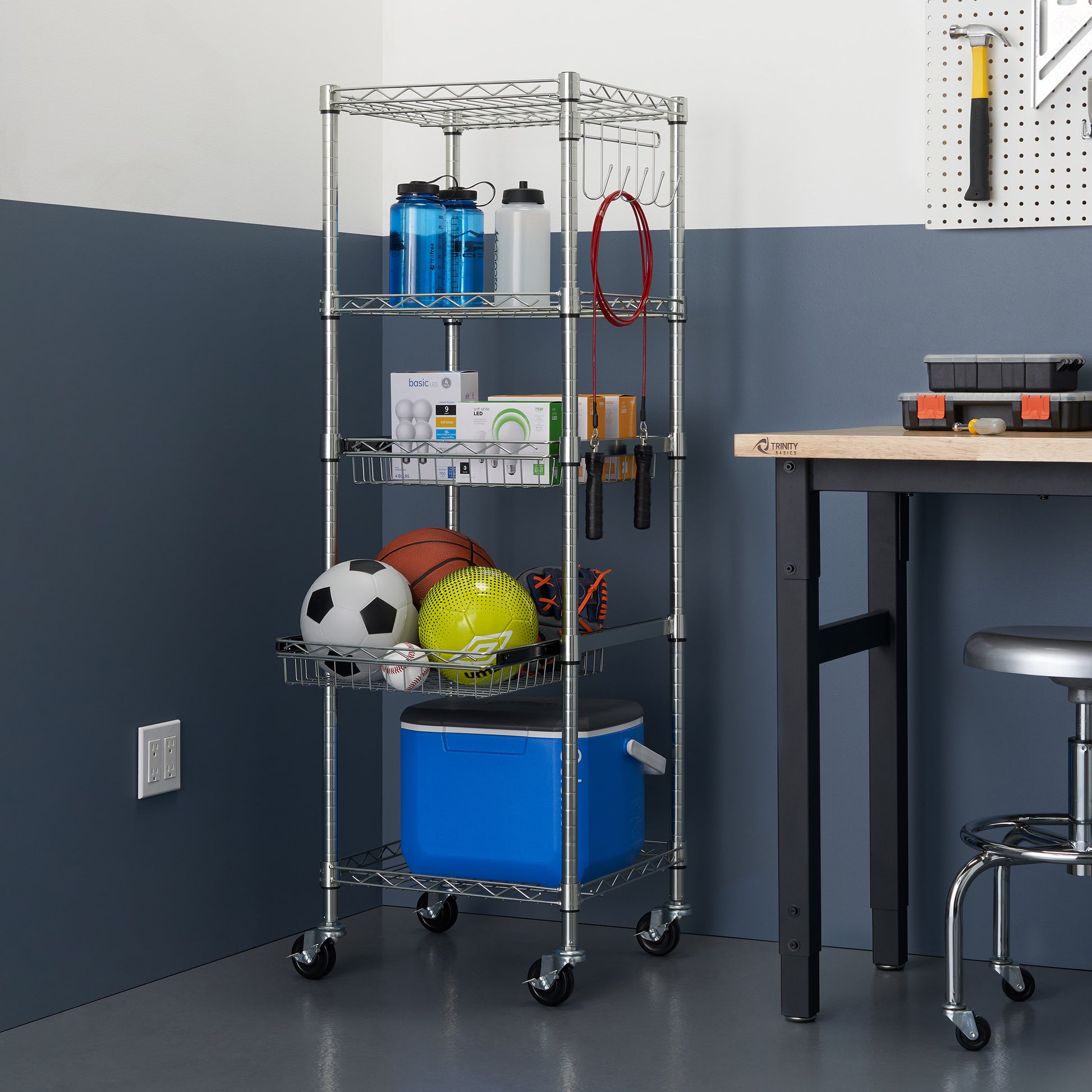 TRINITY EcoStorage 5-Tier NSF Rack w/Sliding Pull-Out Baskets & Wheels