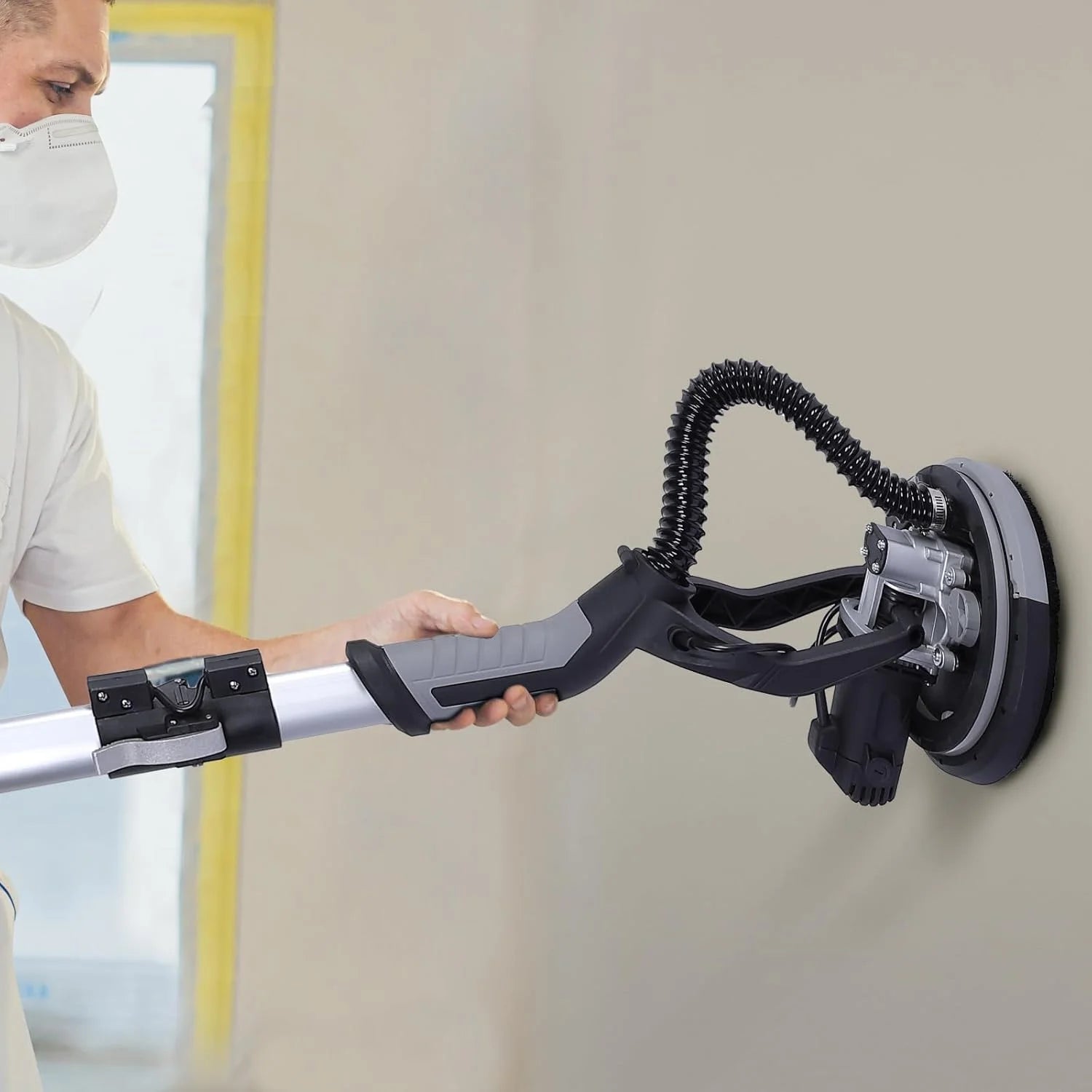 Drywall Sander, 750W Electric Drywall Sander with Vacuum Dust Collection 7 Variable Speed 900-1800 RPM with LED Light, 14 Pcs Sanding Discs, Extendable & Foldable Handle