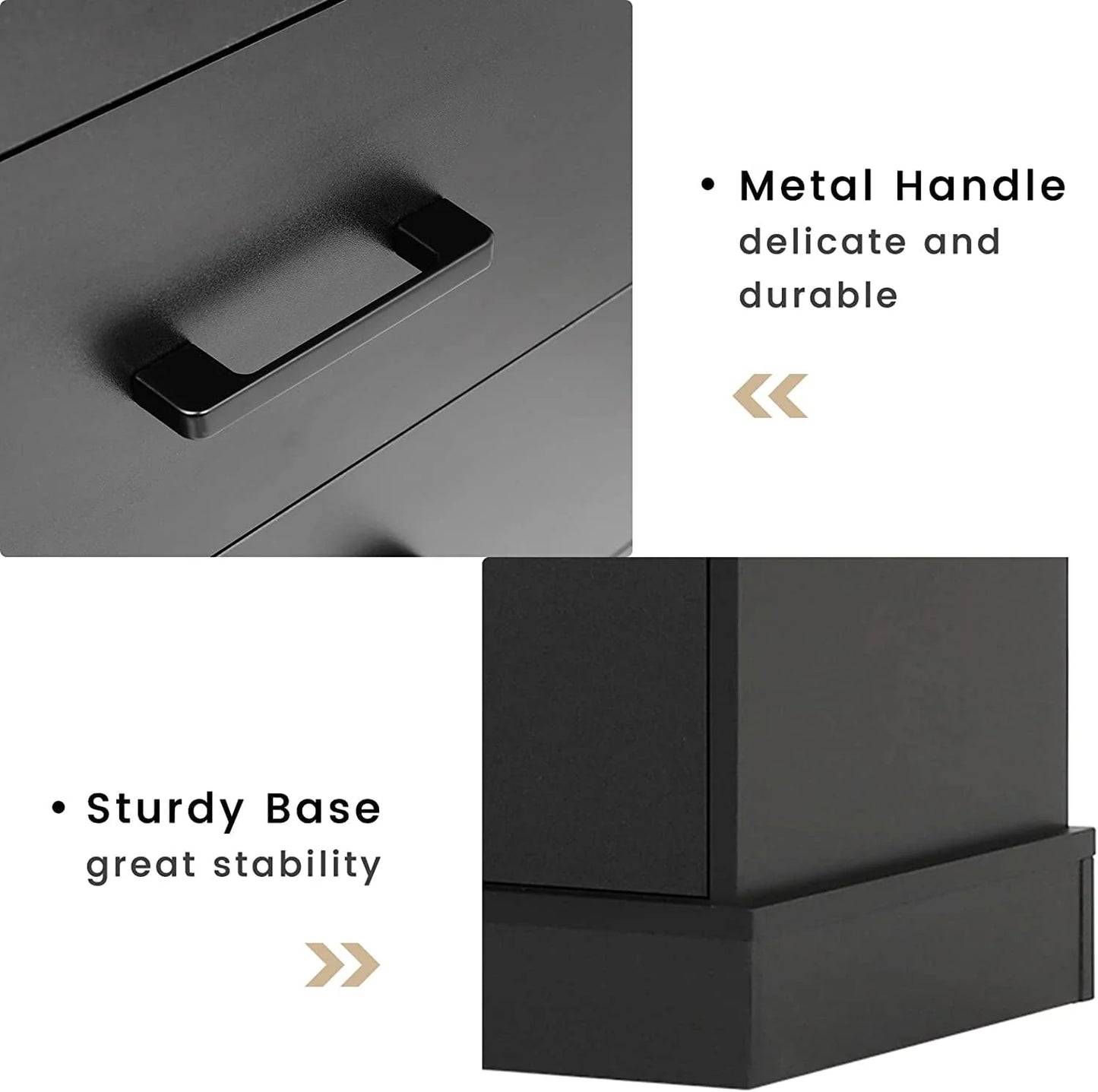 Black Double Dresser with 6 Drawers for Bedroom, Wood Large Chest of Drawers Storage Tower Clothes Organizer
