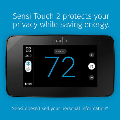 Sensi Touch 2 Smart Programmable Wi-Fi Thermostat, C-Wire Required-Black