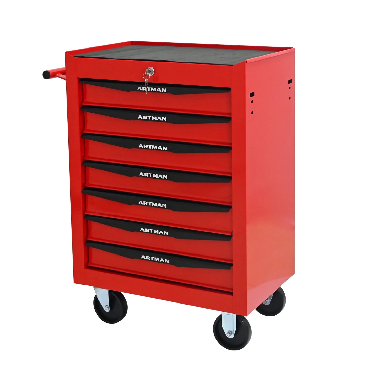 Rolling Steel Tool Chest with 7 Drawers, Ball Bearing Slides & 4-Wheel Mobility - Lockable Storage Cabinet for Workshop or Garage