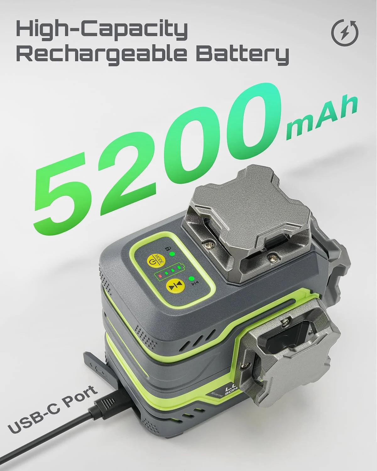 Laser Level 3x360? LASGOO with Remote Control, 2 Rechargeable Batteries, 100FT Range, 360? Magnetic Rotating Stand, IP54, 3Ds