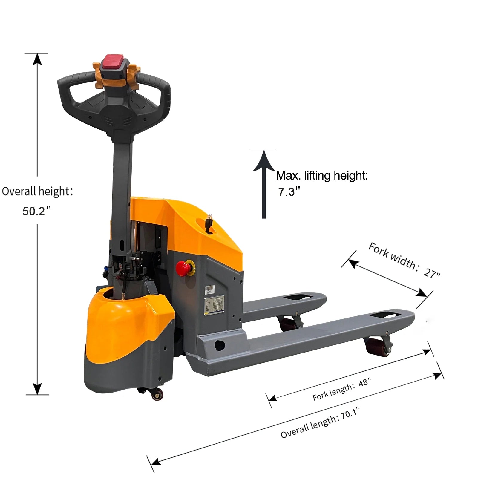 APOLLOLIFT 4400lb Fully Powered Electric Walkie Pallet Jack Truck 27" Fork Width, 3" Lowered