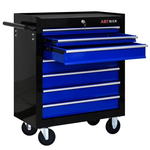 BEIMIMU Tool Chest,7-Drawer Rolling Tool Storage Cabinet, Portable Multifunctional Tool Storage Chest with Locking Mechanism for Garage Workshop Warehouse Repair Shop Metal Tool Cart