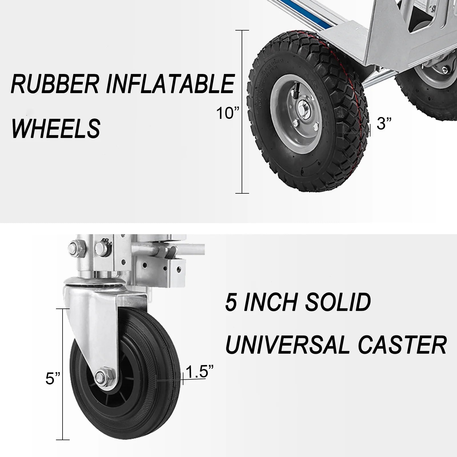 SHZOND 3 in 1 Convertible Hand Truck 1000 LBS Weight Capacity Heavy Duty Hand Truck Durable Aluminum and Steel Construction 4 Wheels Hand Truck Dolly