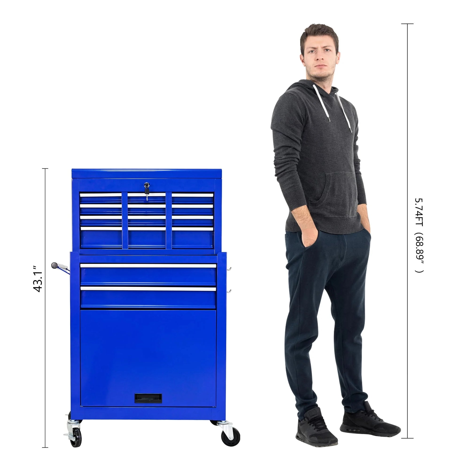 TROPOW Rolling Tool Chest, 8 Drawers Rolling Tool Chest with Wheels, Portable Rolling Tool Box on Wheels, High Capacity Tool Chest Organizer for Garage, Workshop, Home Crafts Use,Red