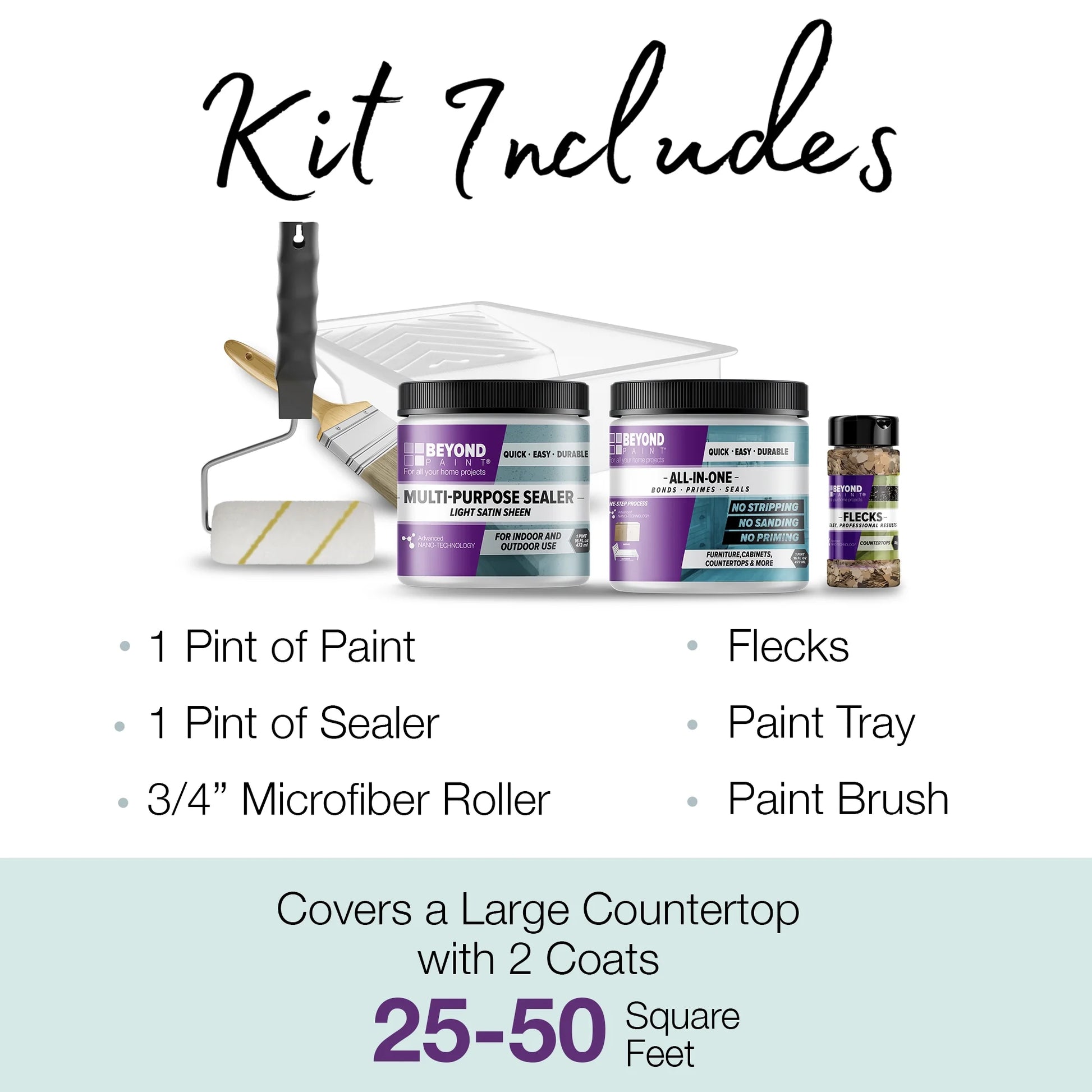 Beyond Paint Countertop Makeover Kit with Paint, Sealer, Flecks and Tools for Countertops, Nantucket