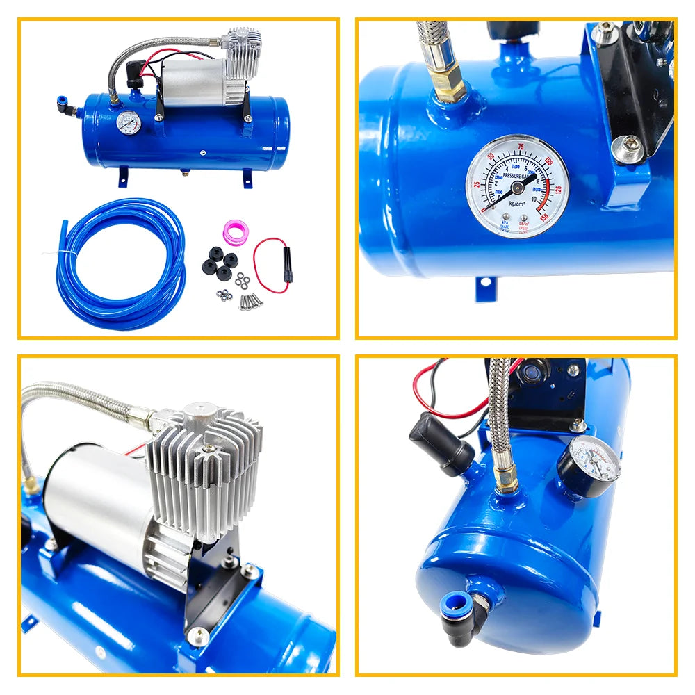 DC 12V 150PSI Air Compressor with 6 Liter Tank 1.6 Gallon | Fit for Train Horns Motorhome Tires | Inflator Air Compressor with 6L Tank Train Air Horn Kit