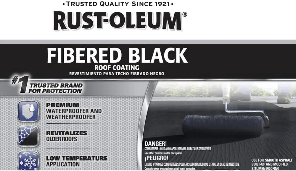 Black Rust-Oleum Roofing 350 Fibered Roof Coating, 4.75 Gallons