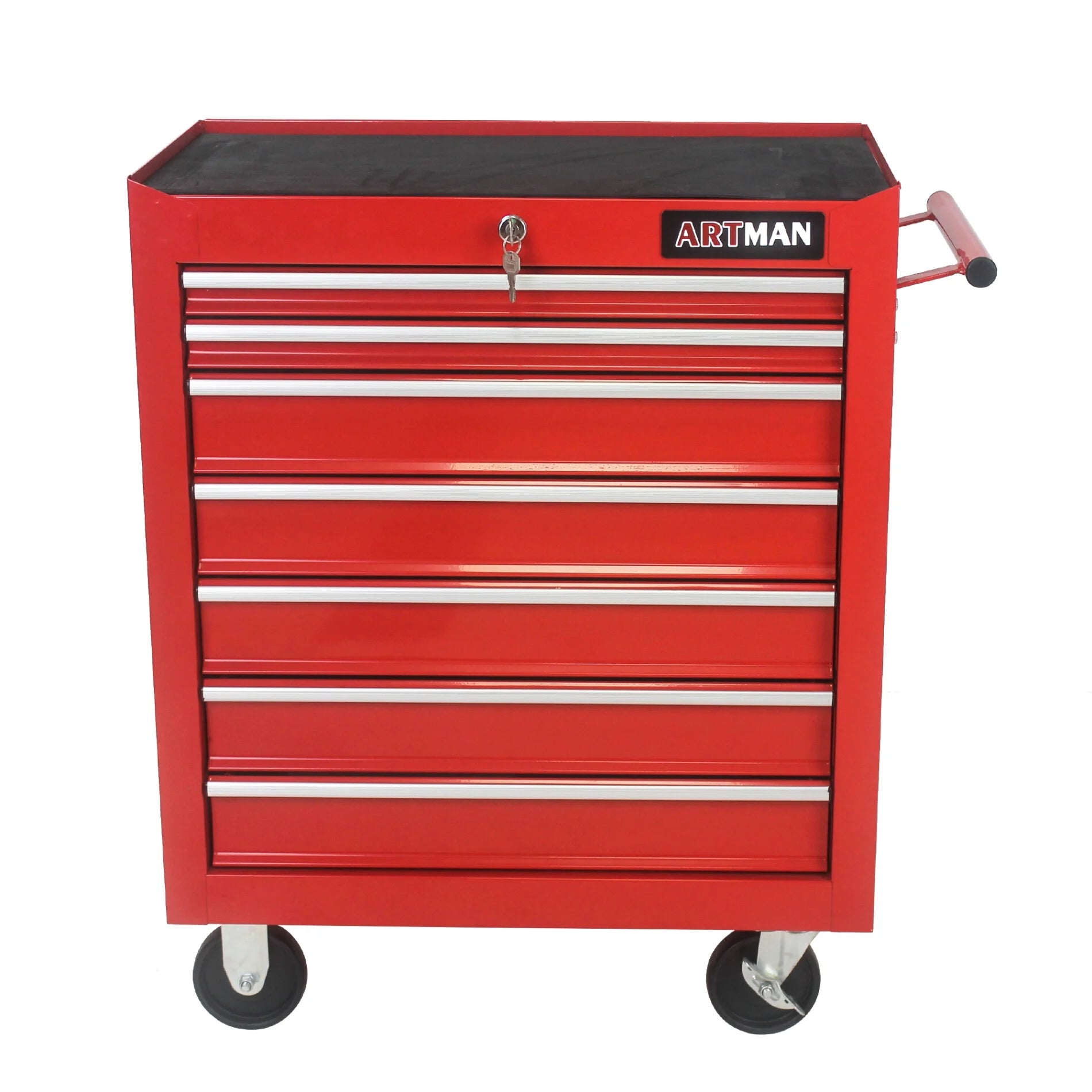 7-Drawer Metal Rolling Tool Chest with Wheels, Tool Storage Cabinet with Locking System, Toolbox with Wheels for Garage, Warehouse, Workshop, Repair Shop, Red
