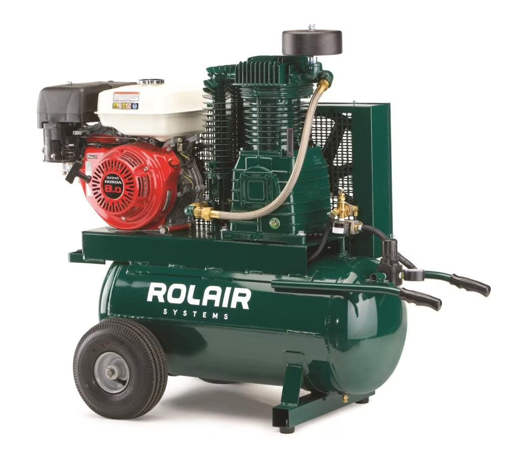 Rolair 8230HK30-0001 Cast Iron Green 9 HP 90 PSI 2-Stage Oil-Lubricated Air Compressor 20 gal