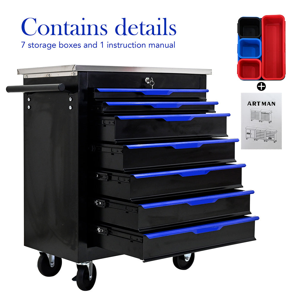 Maritcute 7-Drawer Rolling Tool Chest | Mobile Storage Cabinet with Interlock System for Workshops and Garages