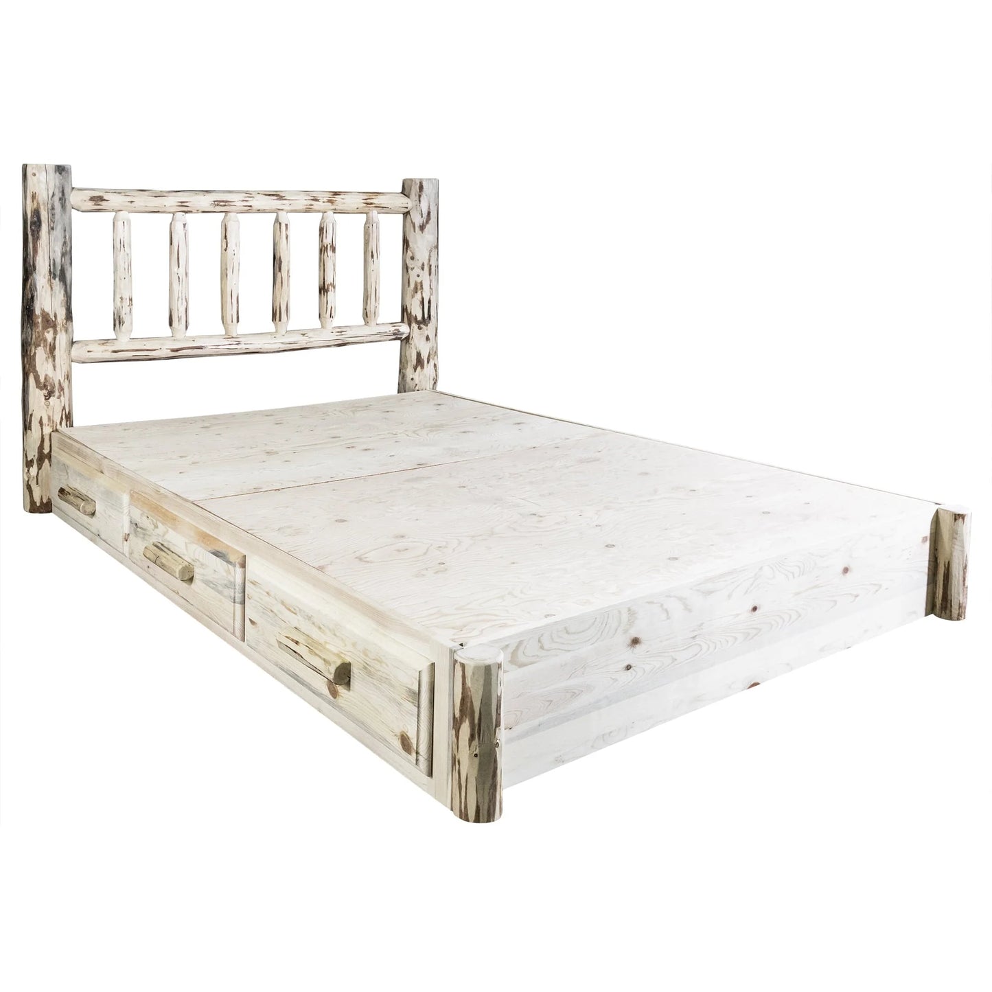 Montana Woodworks Collection King Platform Bed with Storage, Clear Lacquer Finish