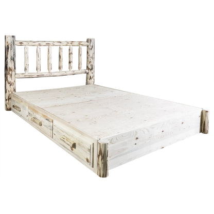 Montana Woodworks Collection King Platform Bed with Storage, Clear Lacquer Finish