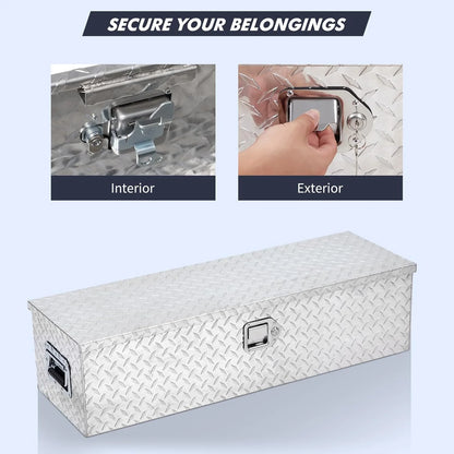Mescukay 48" Aluminum Truck Tool Box for Pickup Truck Bed RV Toolbox, Heavy Duty Tool Storage Box, Waterproof Storage Organizer Chest with Handle and Lock, 48"x15"x15"