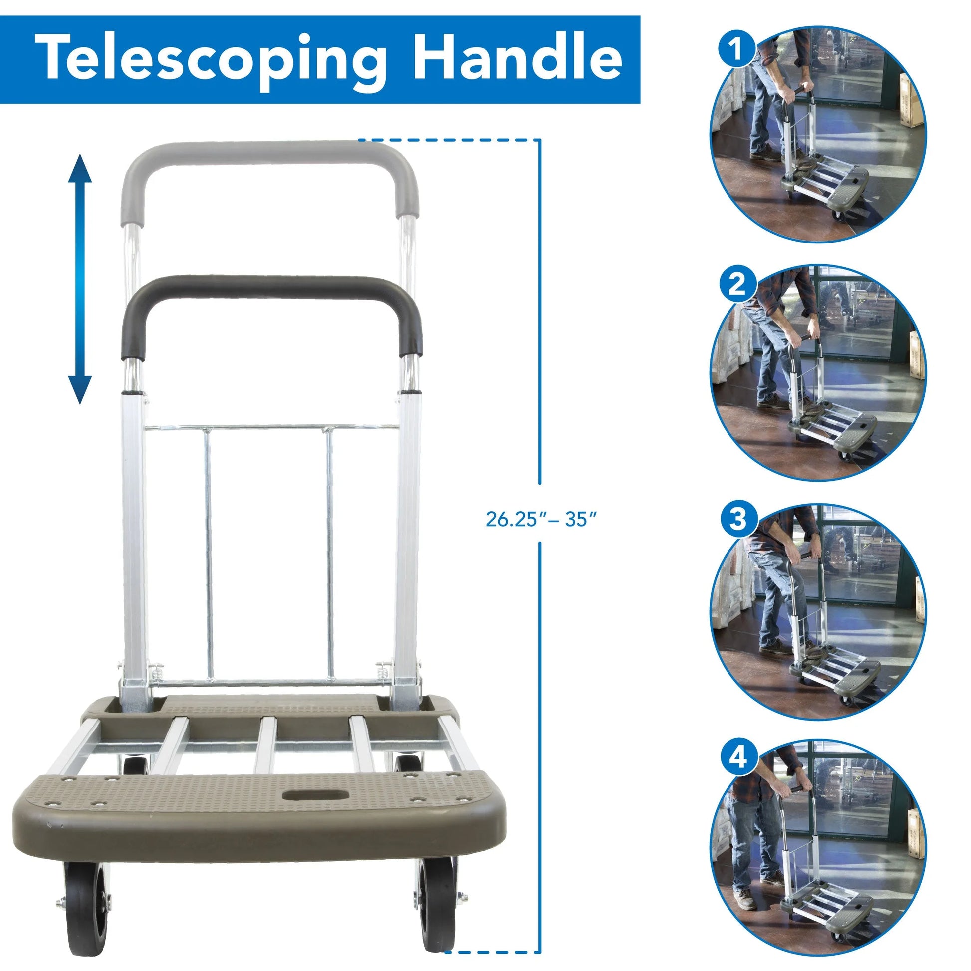 Mount-It! Folding Platform Hand Truck with Expandable Base | 330LBS Capacity