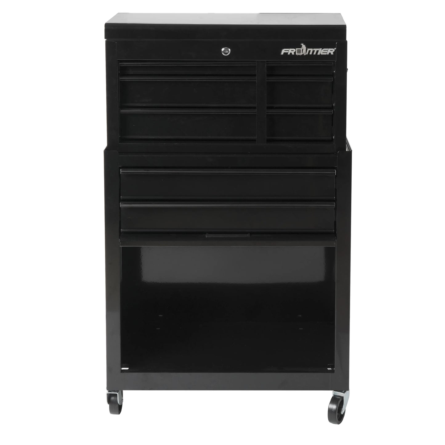 Frontier 24-inch 5-Drawer Rolling Tool Chest and Cabinet Combo, Steel, Black