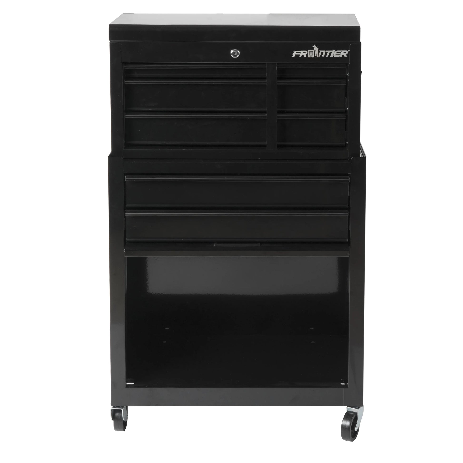 Frontier 24-inch 5-Drawer Rolling Tool Chest and Cabinet Combo, Steel, Black