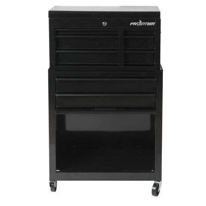 Frontier 24-inch 5-Drawer Rolling Tool Chest and Cabinet Combo, Steel, Black